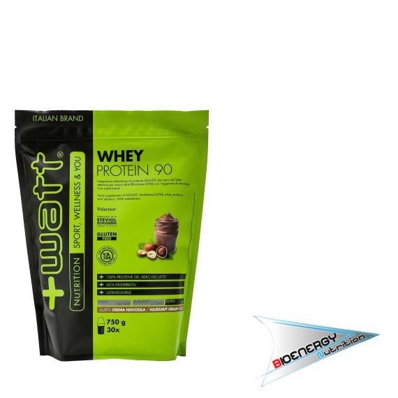 +Watt-WHEY PROTEIN 90  750 gr Doypack Crema Nocciola  